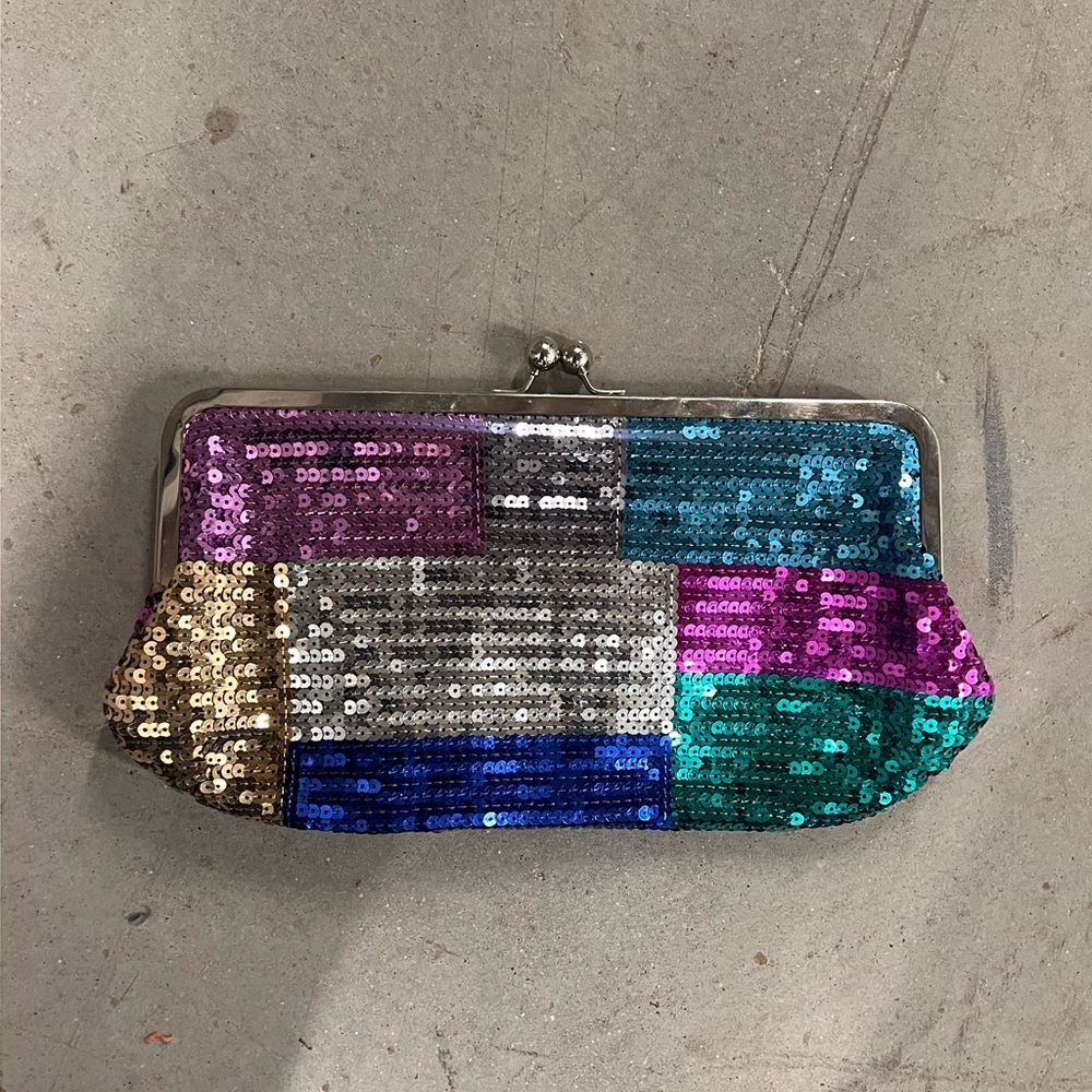 ALDO multicolor sequin clutch